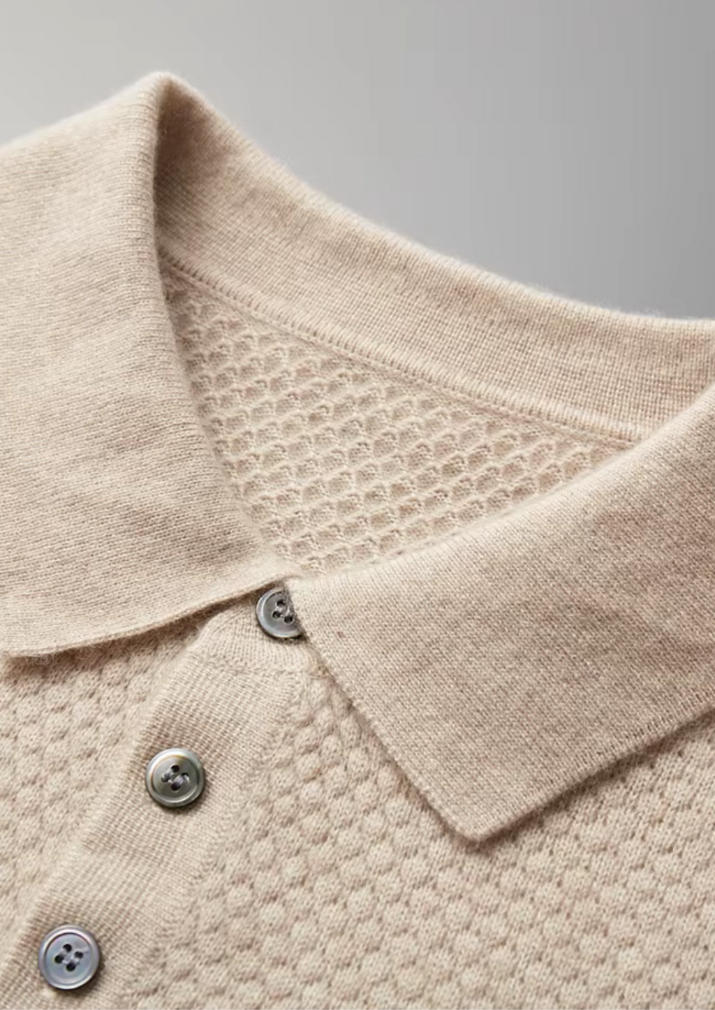 PREMIUM CASHMERE TEXTURED SWEATER POLO