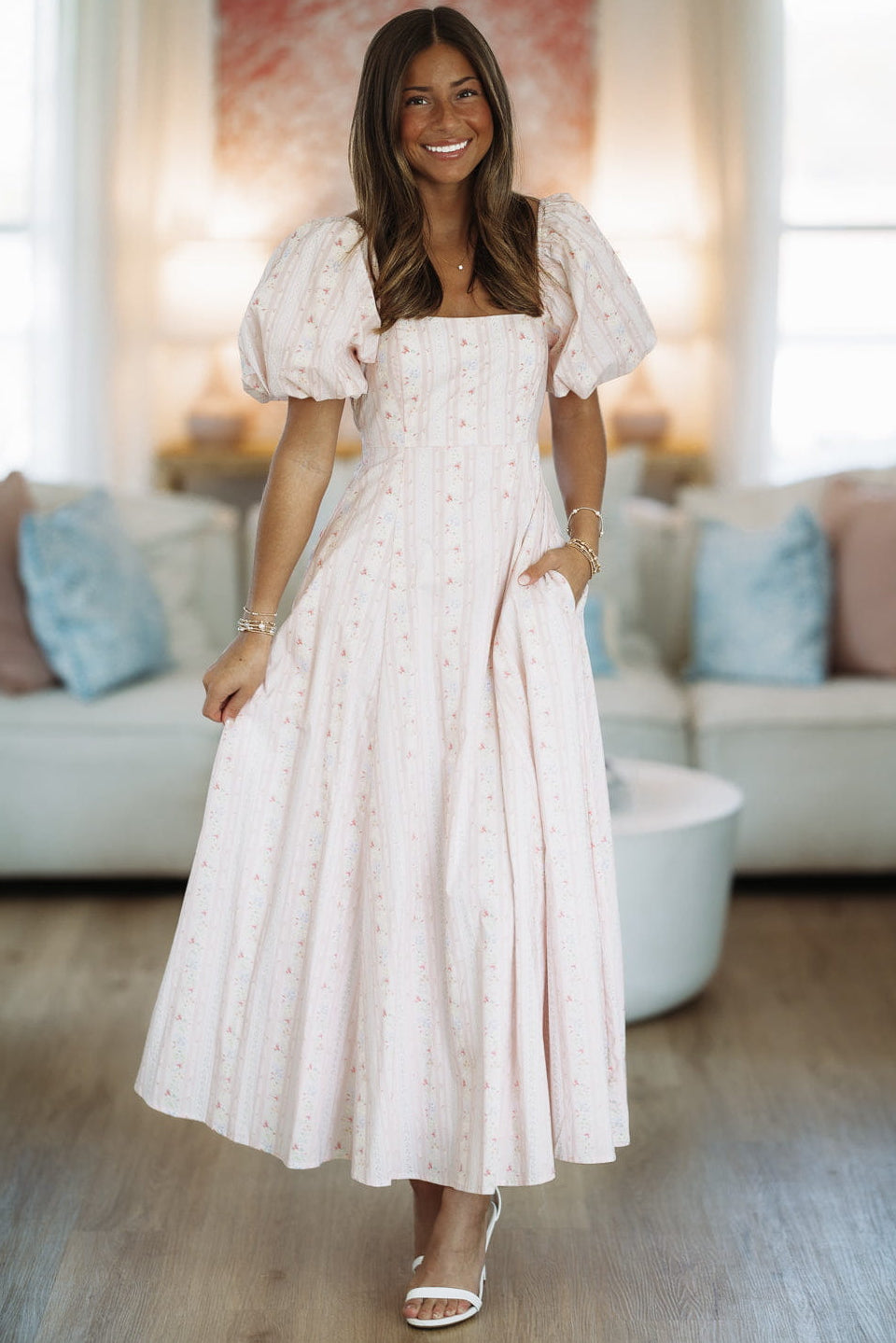 Peach of a Day Midi Dress - Pink