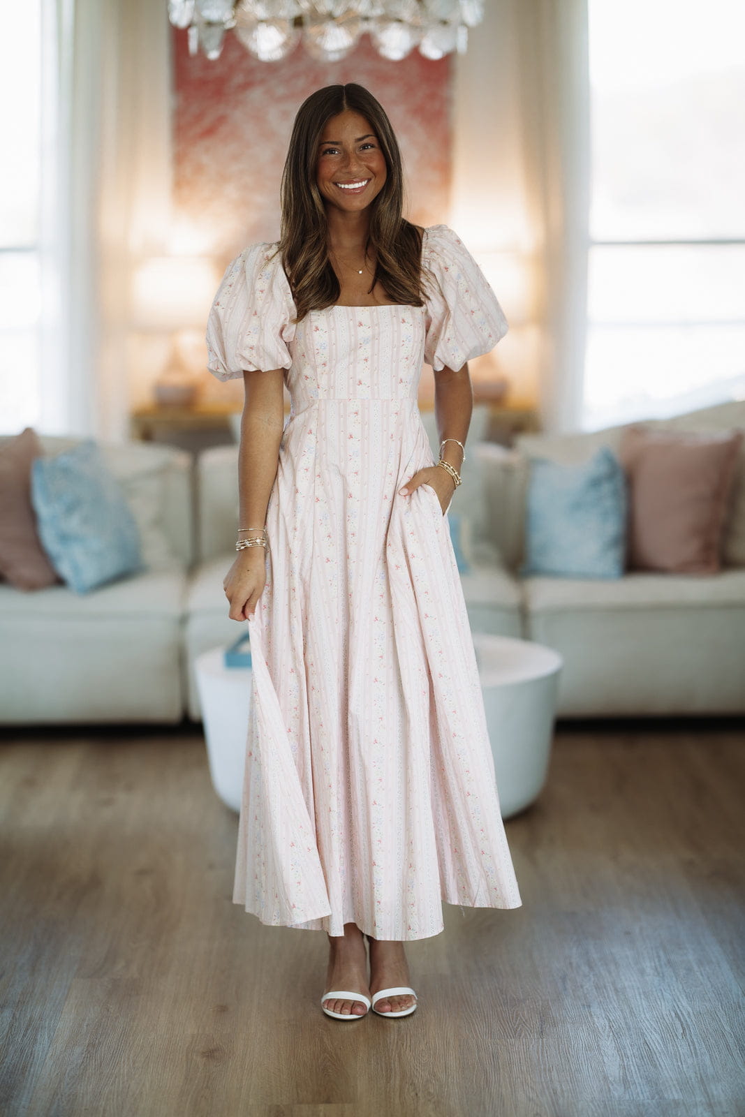 Peach of a Day Midi Dress - Pink