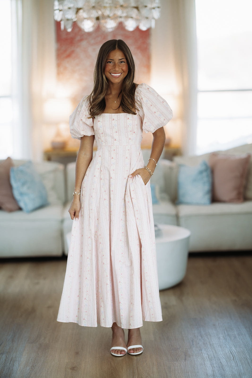 Peach of a Day Midi Dress - Pink